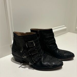 Chloé Black Studded Ankle Boots